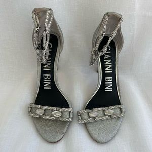 Gianni Bini Vivvia Rhinestone Chain Detail Ankle Strap High Heel Sandals.